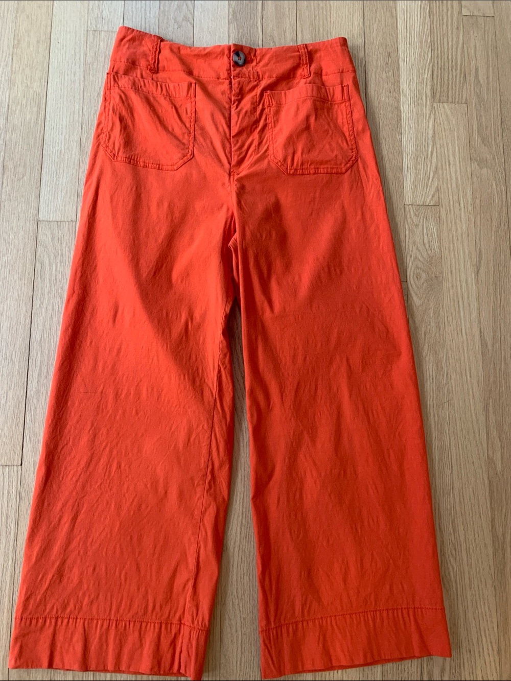 Maeve Anthropologie The Colette Linen Wide Leg Crop Pant Orange Size 29